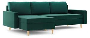 BELLIS canapea colțar extensibil, latură universală, țesătură PRO, cu arcuri bonell, culoare - verde smaragd