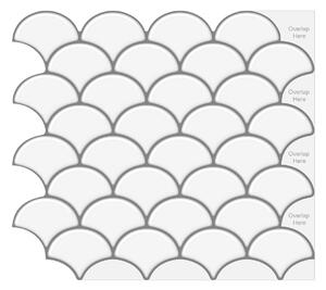 PIPPER | Placi de adeziv - mozaic 3D - Evantai alb 30,5 x 30,5 cm