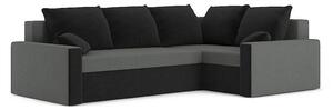 LONDON canapea colțar extensibil, țesătură PRO, cu arcuri bonell, dreapta, culoare - gri / negru