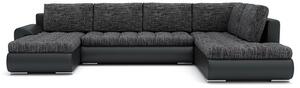 TOKIO II canapea colțar extensibil, formă U, dreapta, culoare - cenușiu / negru