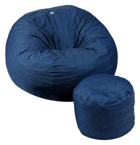 Set Fotoliu King Size cu Otoman (suport picioare), Material Textil - Blue Denim