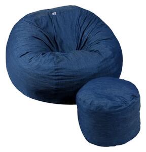 Set Fotoliu Matusalem cu Otoman (suport picioare), Material Textil - Blue Denim