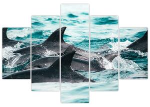 Tablou - Delfini în ocean (150x105 cm)