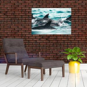 Tablou - Delfini în ocean (90x60 cm)