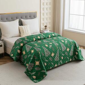 Cuvertura de pat GREEN CHRISTMAS, verde Dimensiune: 170 x 210 cm