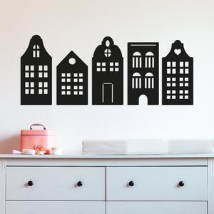 DUBLEZ | Căsuțe din lemn 3D pentru perete (set de 5)