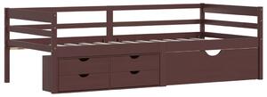 Cadru pat cu sertare & dulap maro închis, 90x200 cm lemn de pin
