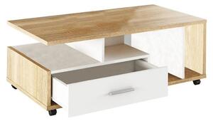 Masuta de cafea DECHEN, stejar sonoma/alb, PAL melaminat, 112x58x42 cm