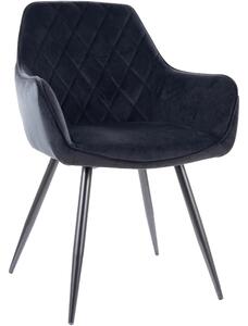 Scaun LINEA, negru, stofa catifelata/metal, 43x43x82 cm