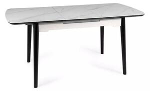 Masa extensibila APOLLO, alb cu efect de marmura/negru, 120/160x80x76