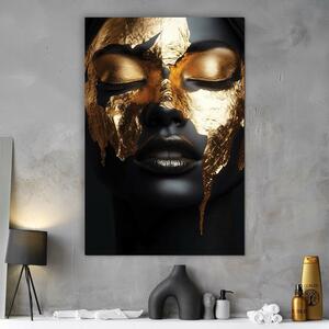 DUBLEZ | Tablou negru cu auriu - Portret modern