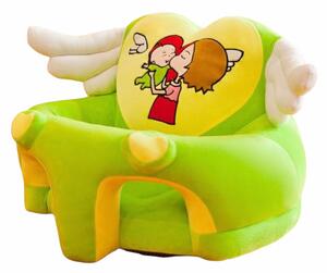 Fotoliu din plus pentru bebelusi cu spatar si suport de picioare, Îngeras, 50 cm, FPS-18-verde