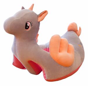 Fotoliu din plus pentru bebelusi cu spatar si suport de picioare, Unicorn, 50 cm, FPS-23-gri