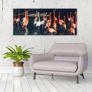 Tablou - turmă de flamingo (120x50 cm)