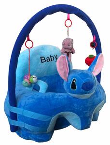 Fotoliu din plus pentru bebelusi cu spatar si arcada, Stitch, 53 cm, Albastru, FPS-77