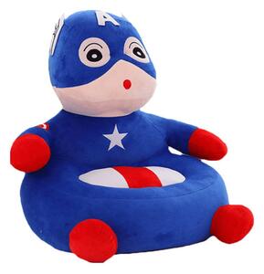 Fotoliu din plus pentru bebelusi cu spatar, Capitanul America, 50 cm, Albastru, FPS-72