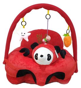 Fotoliu din plus pentru bebelusi cu spatar si arcada, Panda, 53 cm, Rosu, FPS-79