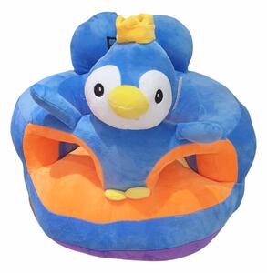 Fotoliu din plus pentru bebelusi cu spatar si decupaj pentru picioare, Pinguin, 50 cm, Albastru, FPS-115