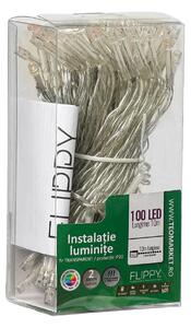 Instalatie de Craciun cu Baterii Tip Liniar, 2 jocuri de lumini, Fir Transparent 10 m 100 LED -uri, Multicolor