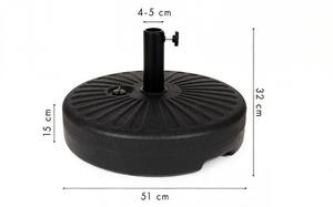 Baza umbrela din plastic Tahagov, rotunda, 22 litri, neagra
