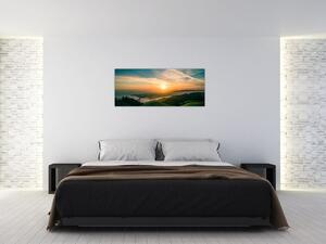 Tablou cu soarele răsărind deasupra mării (120x50 cm)