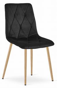 Scaun Bucatarie/Dining Fido Picioare Finisaj Lemn, Catifea Negru