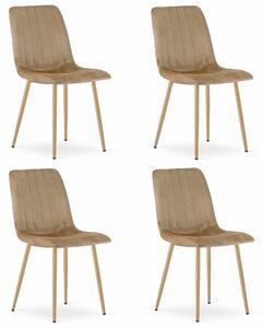 Set 4 Scaune Bucatarie/Dining Gabe Picioare Finisaj Lemn, Catifea Maro