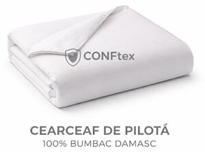 Cearceaf de Pilotă Damasc 100% Bumbac Alb