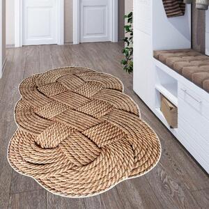 Covor camera antiderapant, 120x180 cm, bej, efect impletit