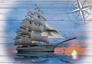 Fototapet - Barca - imitație de lemn (254x184 cm)