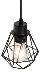 Lampă suspendată de țară neagră cu lemn cu 4 lumini - Chon