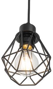 Lampă suspendată de țară neagră cu lemn cu 4 lumini - Chon