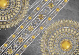 Fototapet - Mandala în argint - în diagonala (152,5x104 cm)