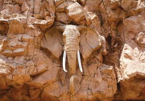 Fototapet - Elefant sculptat în piatră (254x184 cm)