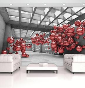 Fototapet - Modernism 3D roșu - încăpere (152,5x104 cm)
