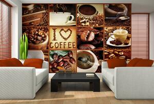 Fototapet - I love coffee - colaj (254x184 cm)