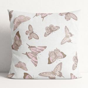 Goldea față de pernă decorativă loneta - fluturi roz 45 x 45 cm