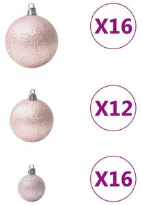 Set globuri de Crăciun, 100 piese, roz
