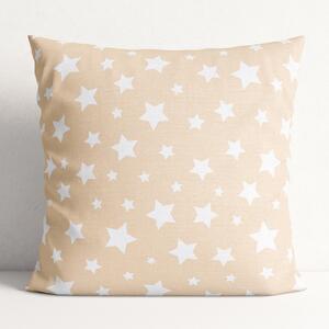 Goldea față de pernă decorativă loneta - model 360 - steluțe albe pe bej 30 x 50 cm
