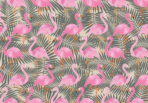Fototapet - Flamingo - roz spre gri (254x184 cm)