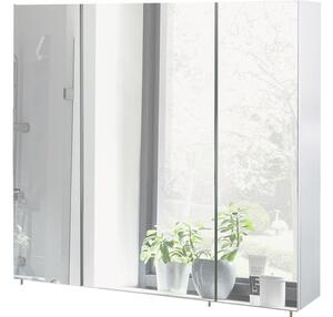 Dulap baie cu oglindă, 3 uși, PAL, 80x70 cm alb lucios