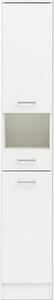 Dulap baie înalt Lorenz H300, 2 uși 1 sertar, PAL, 181,7x30,3 cm, alb perlat