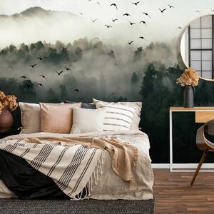 Fototapet - Păsări, pădure și ceață (152,5x104 cm)