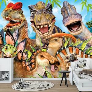 Fototapet - Dinozauri - selfie (254x184 cm)