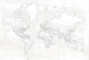 Harta Almost white detailed world map, Blursbyai