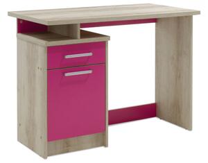 Birou pentru Copii Pako World, model Castillo, 100x75x55 cm, Stejar castillo/Roz