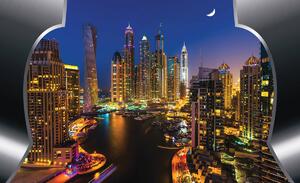 Fototapet - Zgârăienorii din Dubai noaptea (152,5x104 cm)