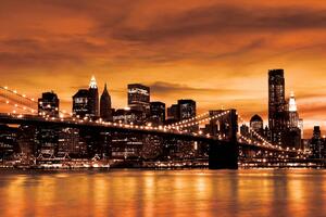 Fototapet - New York și Brooklin Bridge City (254x184 cm)