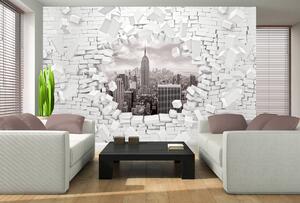 Fototapet - New York și 3D Brickwall (152,5x104 cm)