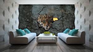 Fototapet - Jaguar după zid (254x184 cm)